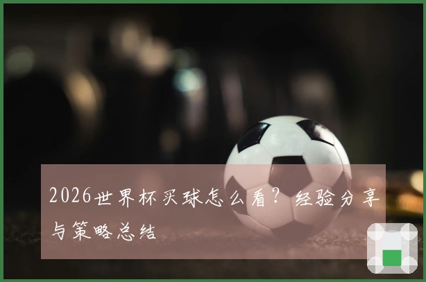 2026世界杯买球怎么看？经验分享与策略总结